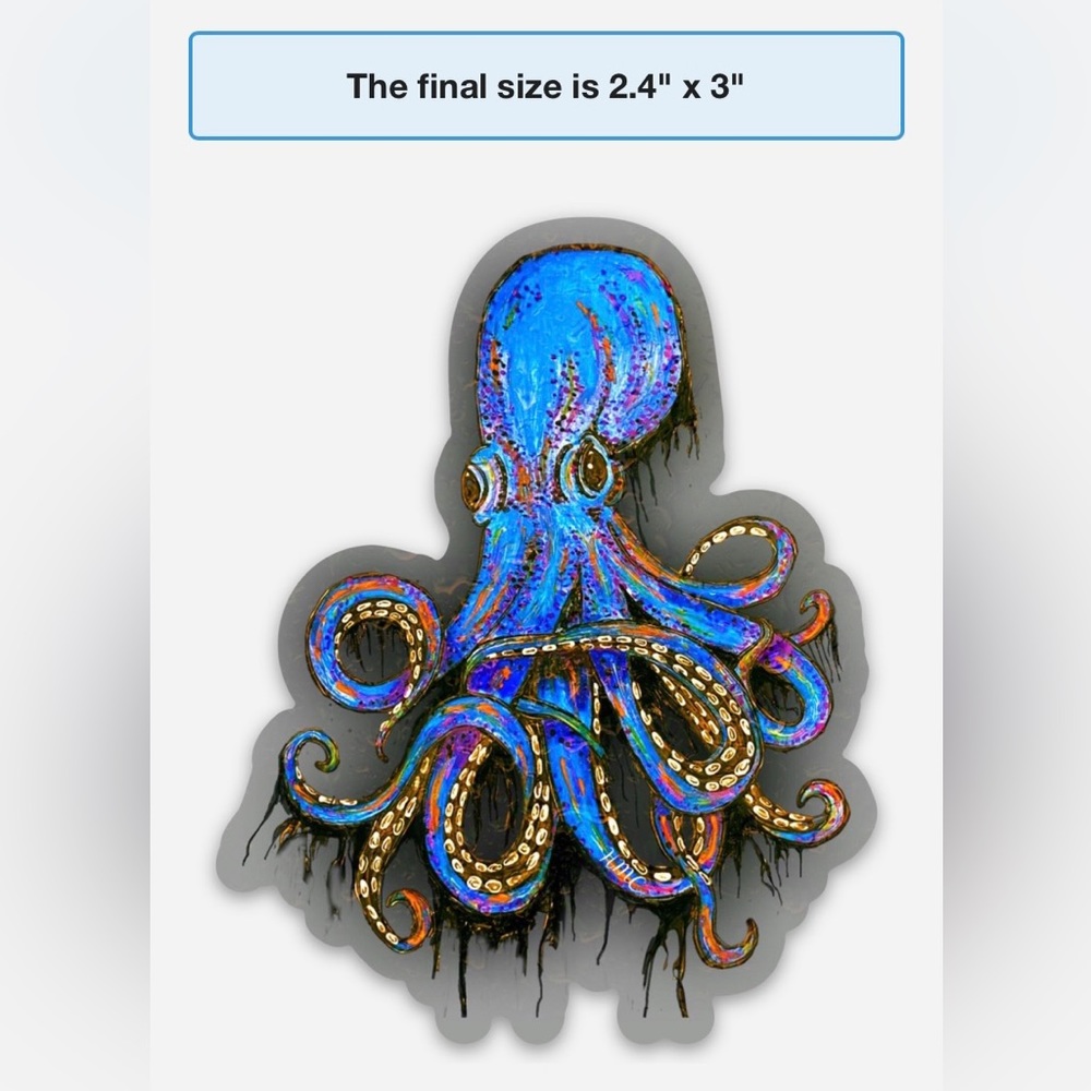 Inky Abstract Octopus Waterproof Sticker